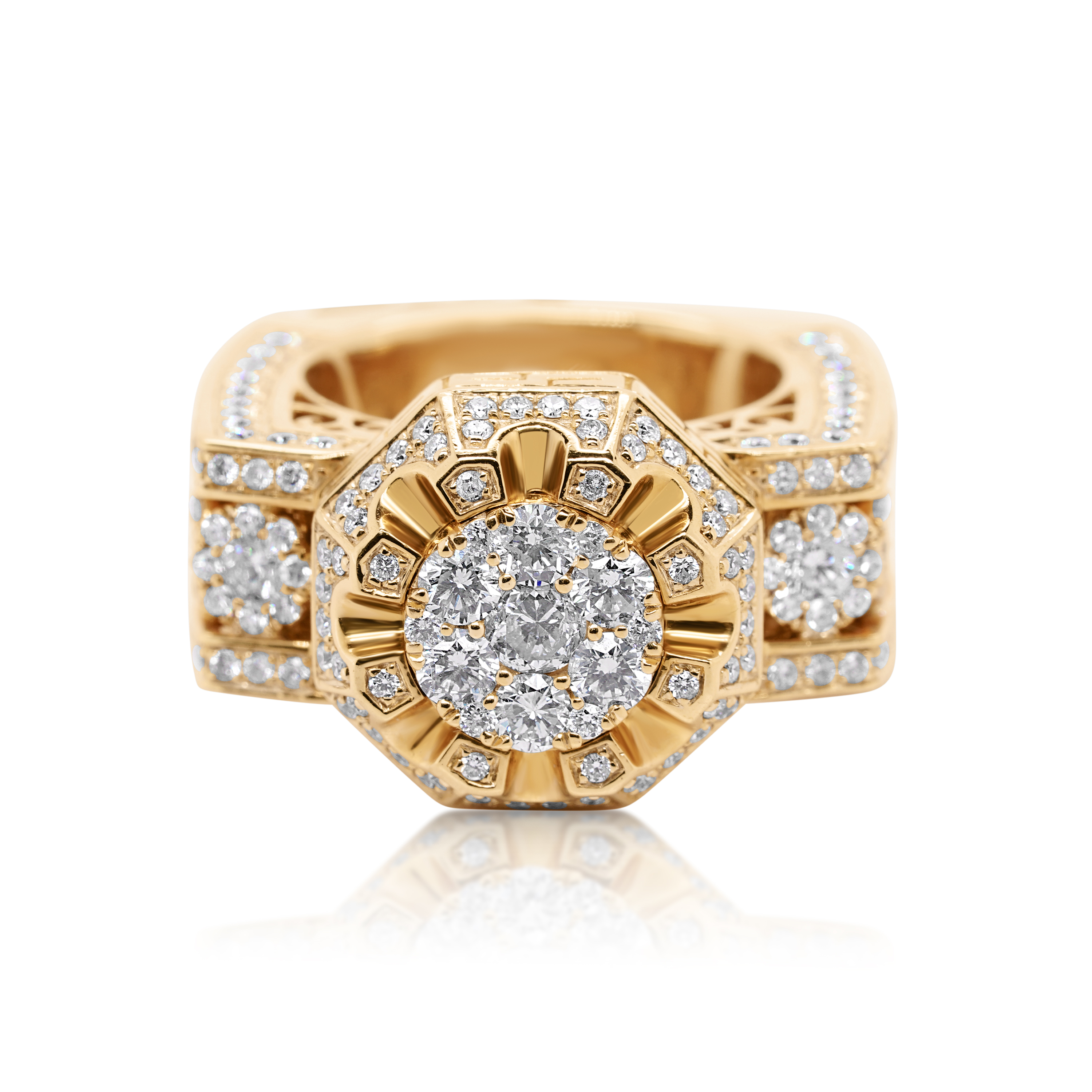 Diamond Ring 3.90 ct. 14K Yellow Gold Size-8